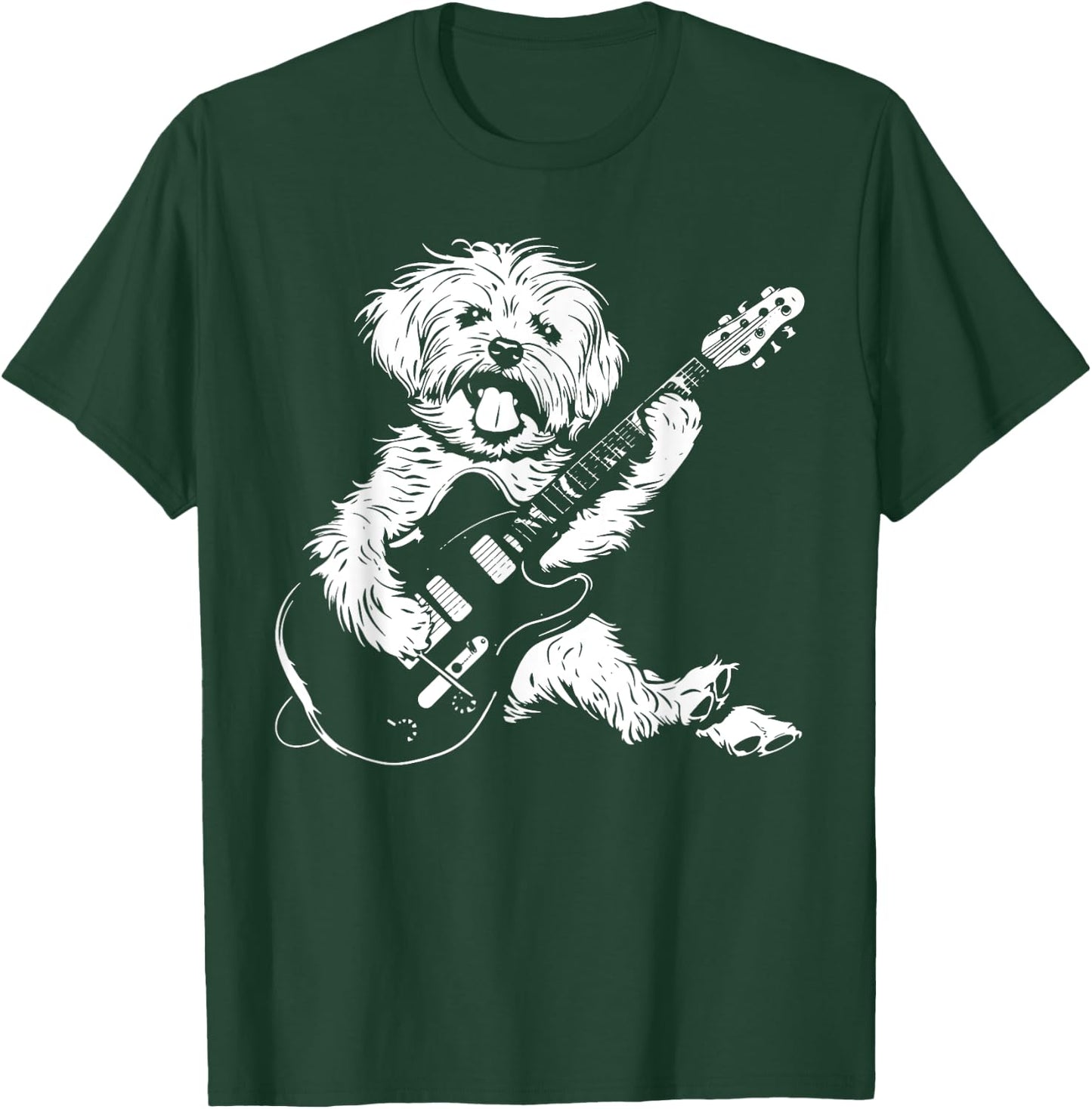 Dog Guitarist Guitar - Maltipoo Dad Mom T-Shirt - T-Shirt | Forest