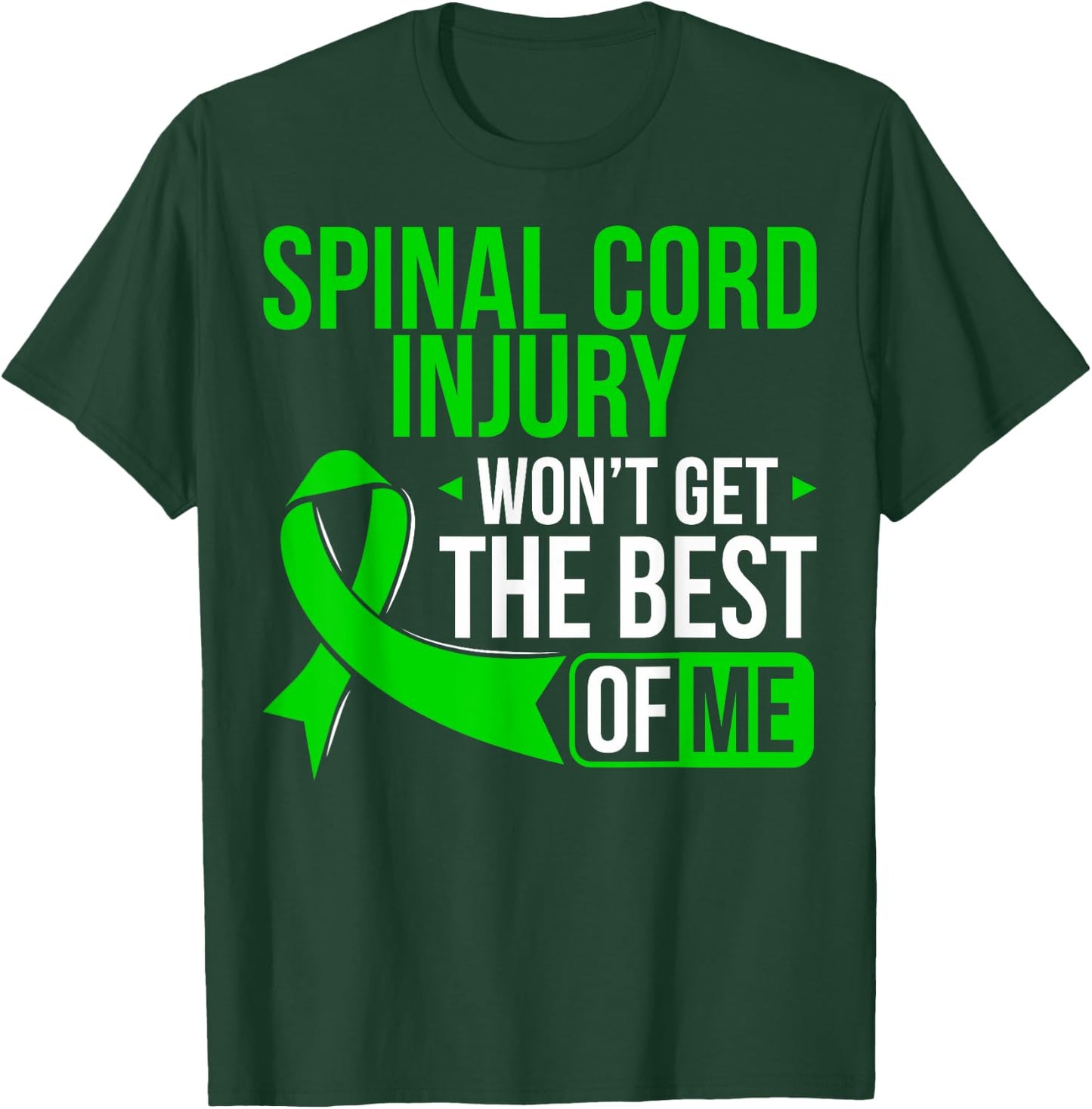 Green Ribbon Spinal Cord Injury Awareness T Shirt T-Shirt - T-Shirt | Forest