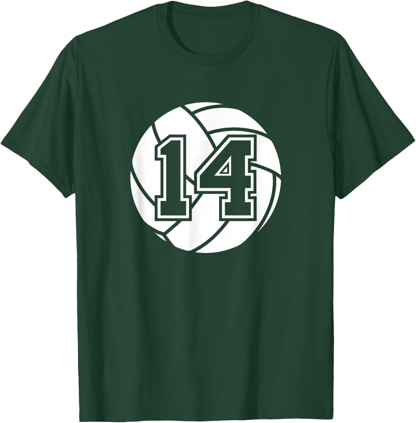 Volleyball Player #14 Volleyball Mom Dad Jersey Number 14 T-Shirt - T-Shirt | Forest