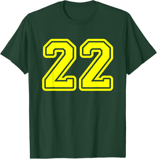 Number #22 Yellow Sport Number 22 T-Shirt - T-Shirt | Forest