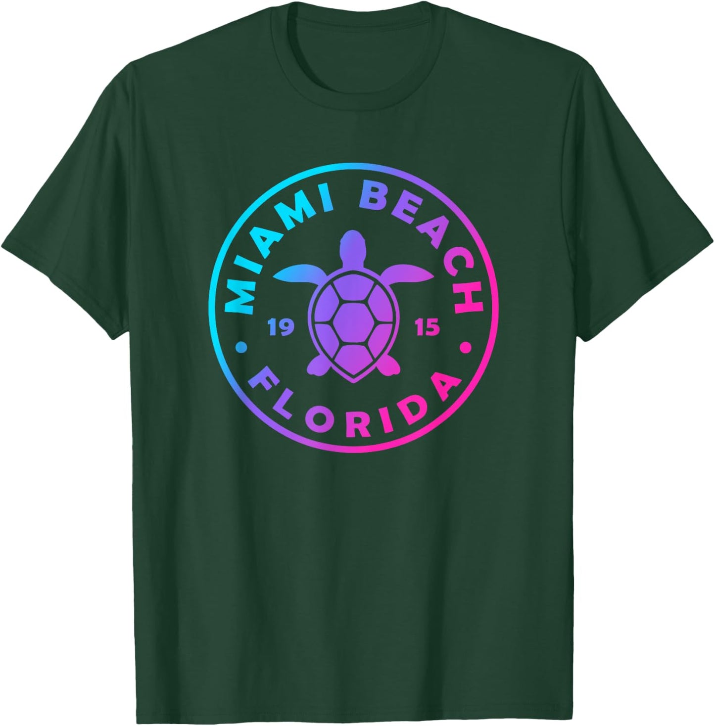 Miami Beach Florida Sea Turtle Colorful Vacation Souvenir T-Shirt - T-Shirt | Forest