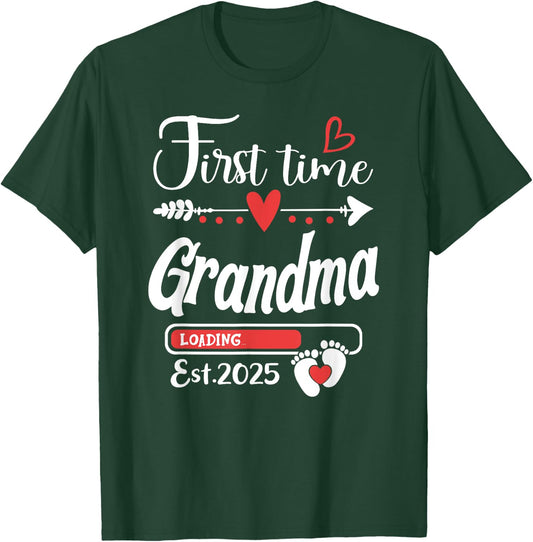 First time Grandma 2025 Soon to be Grandma, Baby Reveal T-Shirt - T-Shirt | Forest