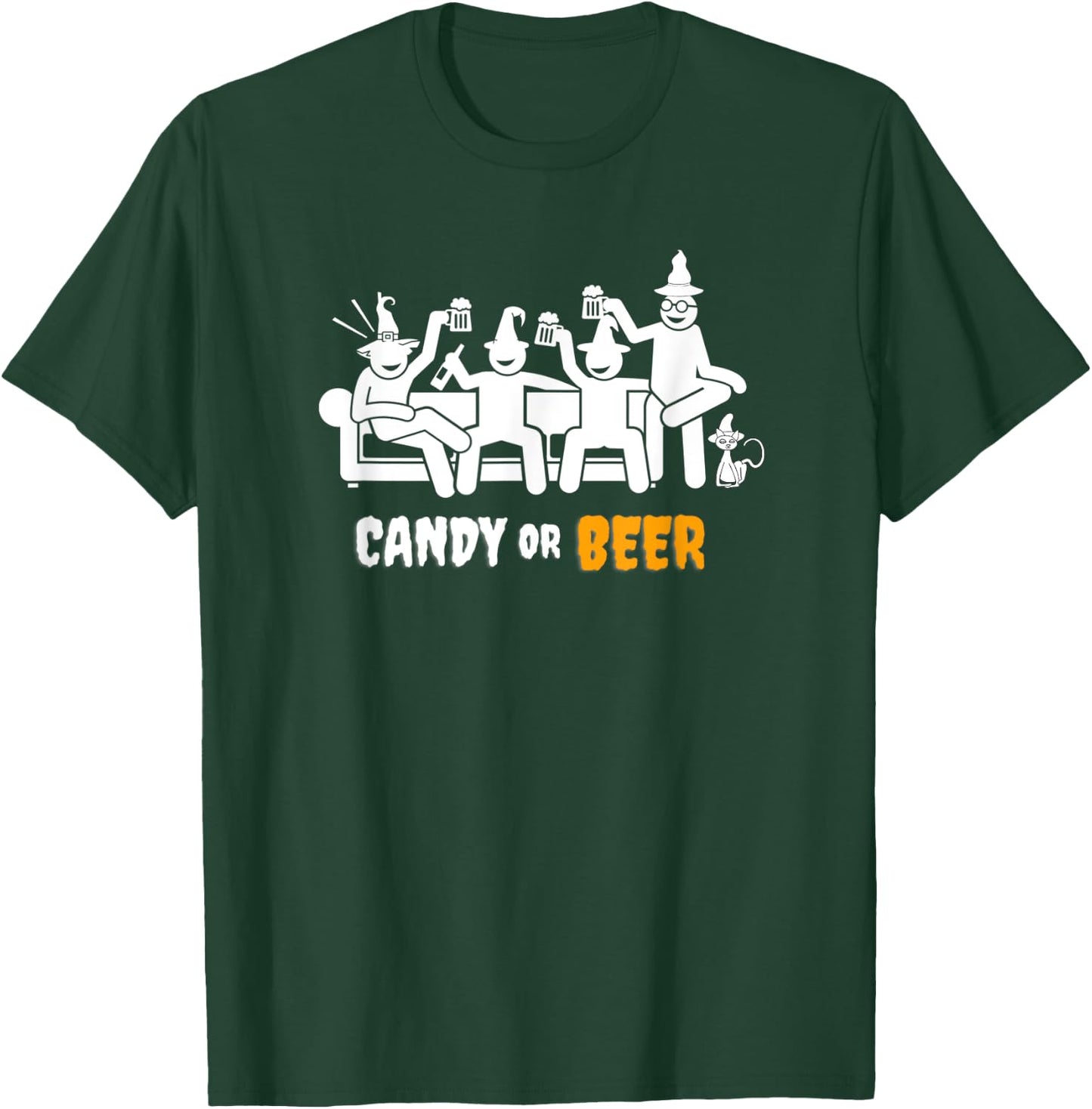 Candy or Beer Halloween Funny Design T-Shirt - T-Shirt | Forest
