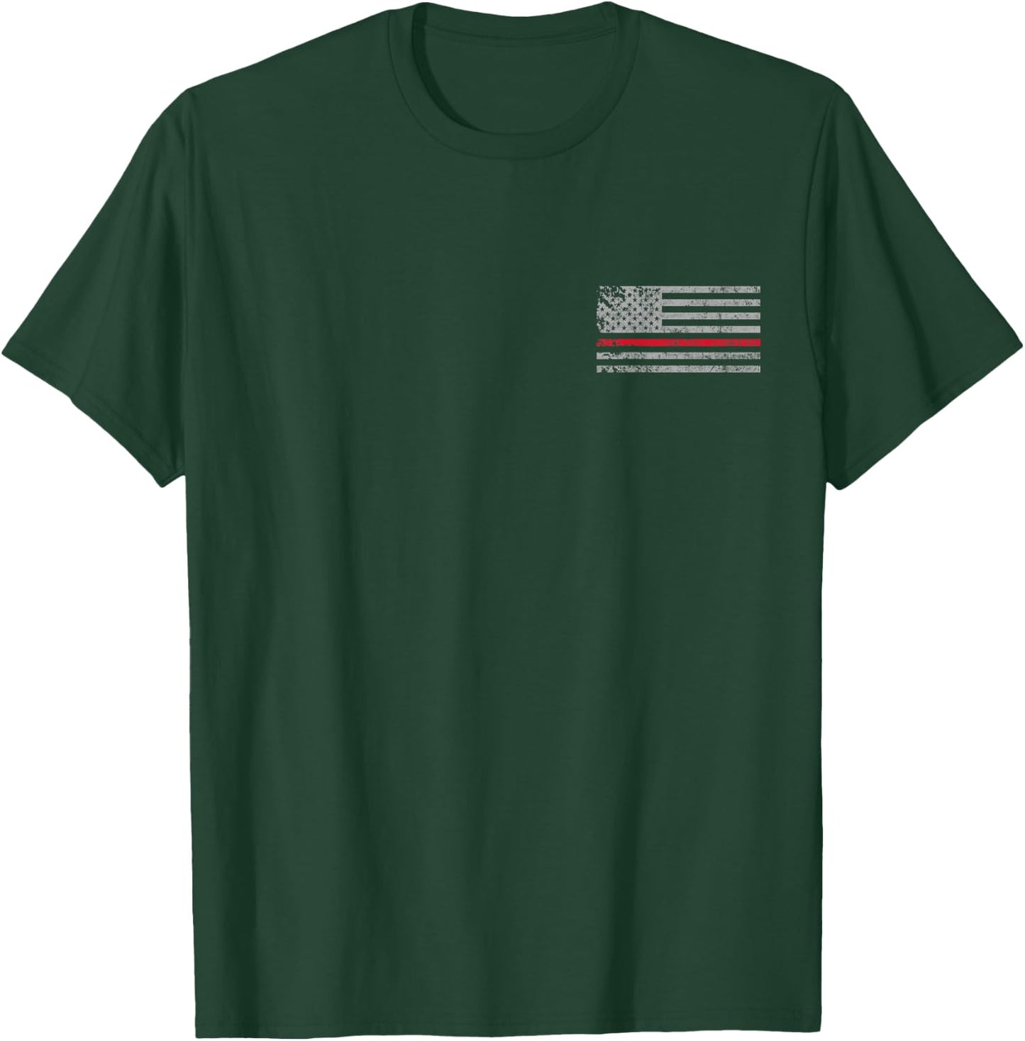 Thin Red Line American USA Flag Fireman Support Firefighter T-Shirt - T-Shirt | Forest
