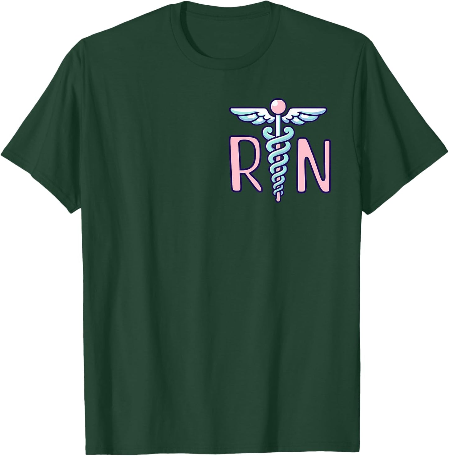 RN | Cute Nurse Design Logo | Nurse Gifts T-Shirt - T-Shirt | Forest