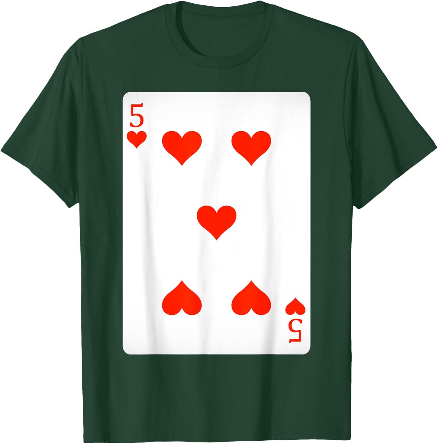 5 Five Of Hearts Playing Cards Shirt Easy Halloween Costume T-Shirt - T-Shirt | Forest