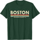 Graphic Club Inc. Boston - Massachusetts Vintage Retro Stripes Classic T-Shirt - T-Shirt | Forest