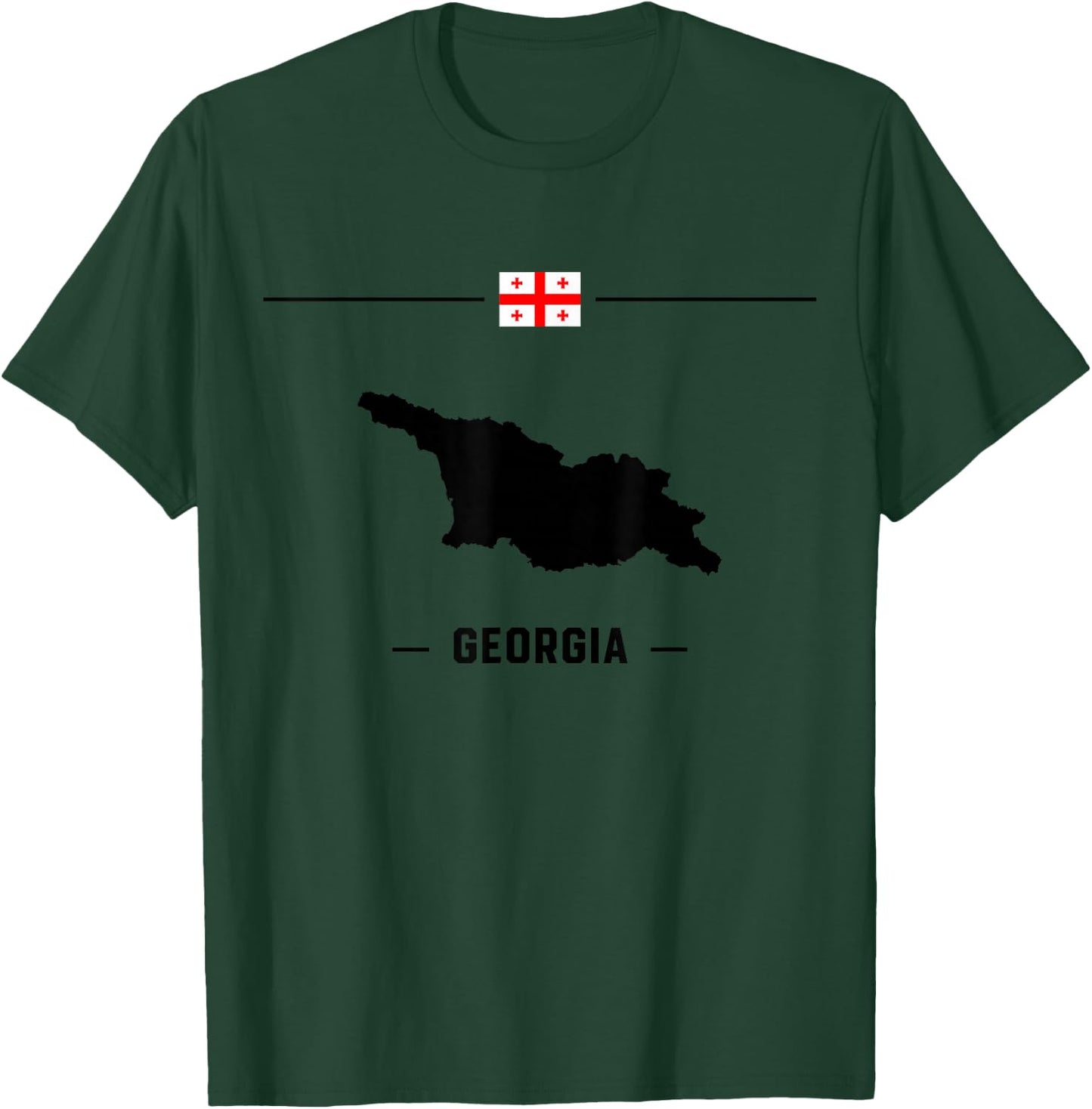 Georgian flag with map and name of the country Georgia T-Shirt - T-Shirt | Forest