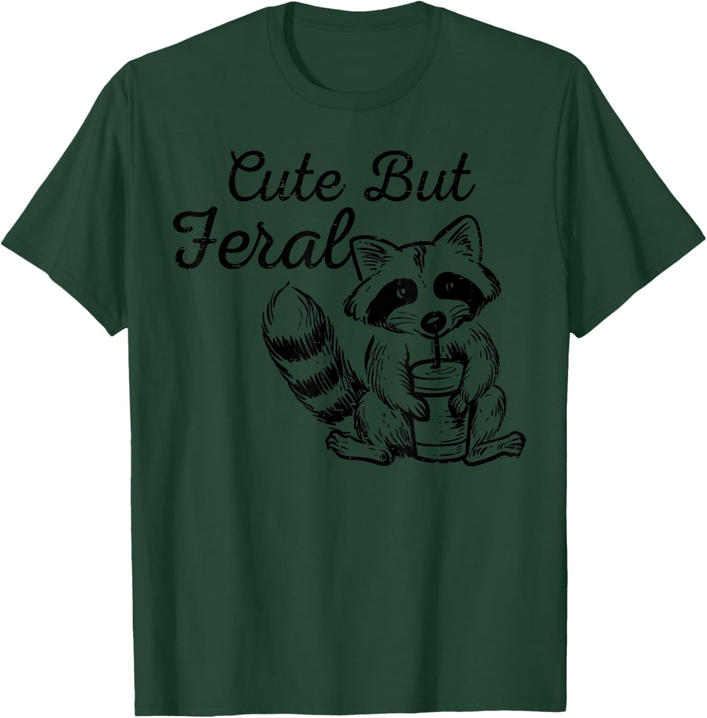 Raccoon Cute But Feral Street Cat Women Girls Boys Kids Men T-Shirt - T-Shirt | Forest