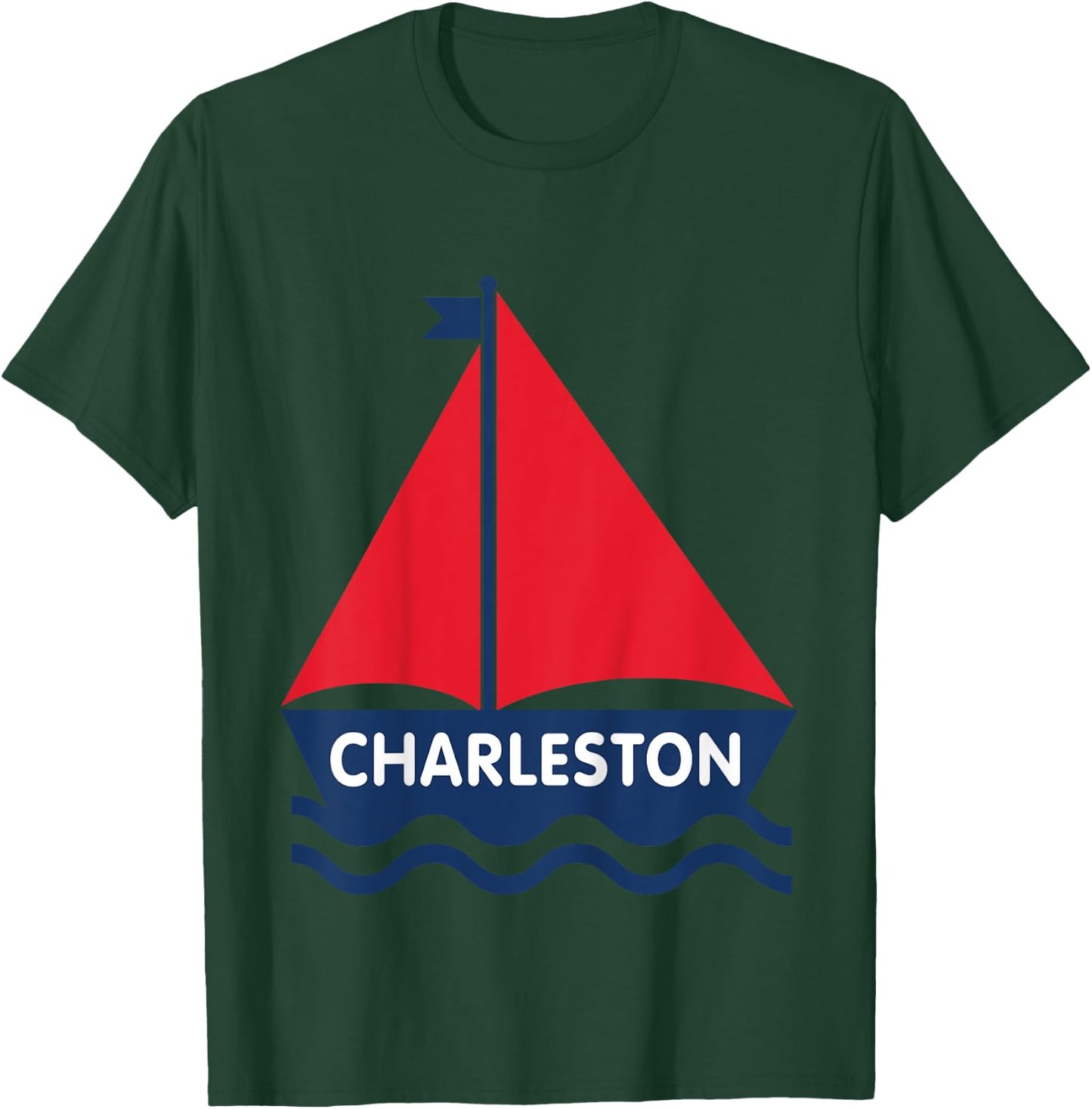 Charleston South Carolina Sailboat Boys Girls Toddlers T-Shirt - T-Shirt | Forest