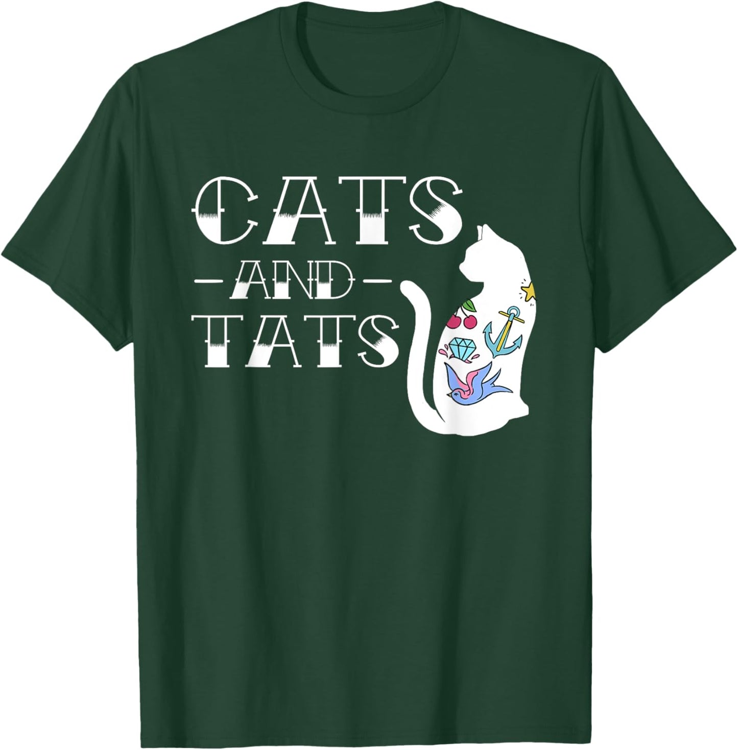 Funny Cats and Cat Tattoo Lover Cats & Tats Tattoo Art Women Girls Kids T-Shirt - T-Shirt | Forest