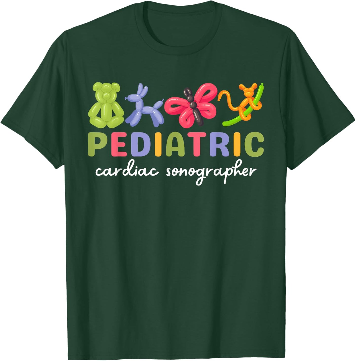 Pediatric Cardiac Sonographer Cute Animals PEDS Nurse Week T-Shirt - T-Shirt | Forest
