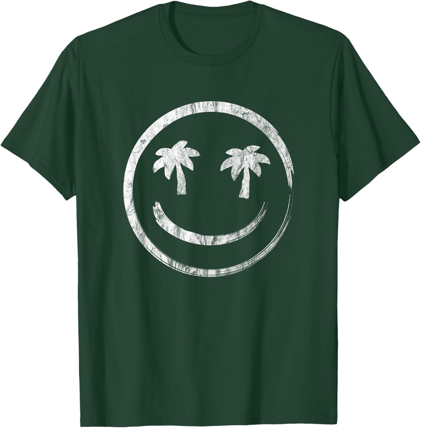 Palm Tree Smile Happy Face Vintage Style T-Shirt - T-Shirt | Forest