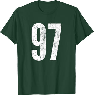 Number 97 Ninety Seven Distressed Vintage Sport Team Players T-Shirt - T-Shirt | Forest