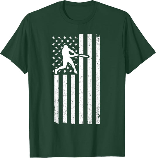 USA Flag Patriot Baseball & Softball Sport & T-Shirt - T-Shirt | Forest