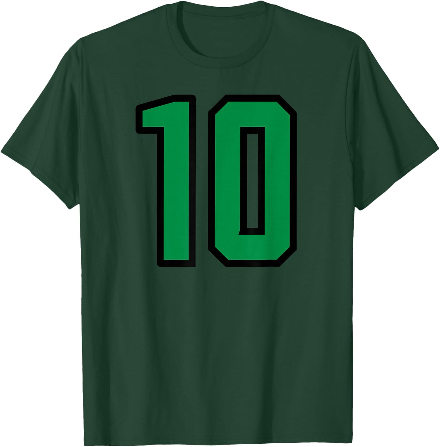 Number #10 Sport Green Varsity Number T-Shirt - T-Shirt | Forest