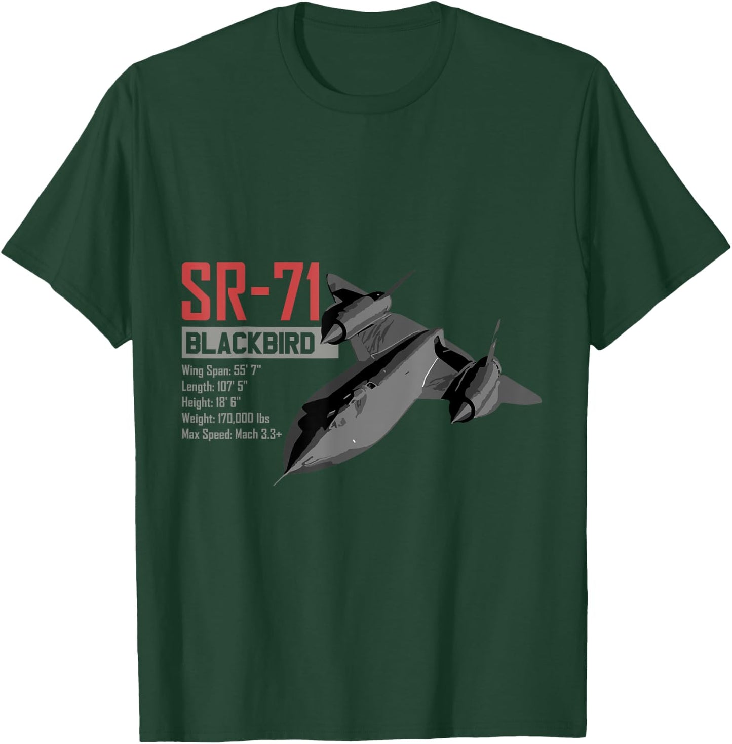 American Reconnaissance Aircraft SR71 Blackbird T-Shirt - T-Shirt | Forest