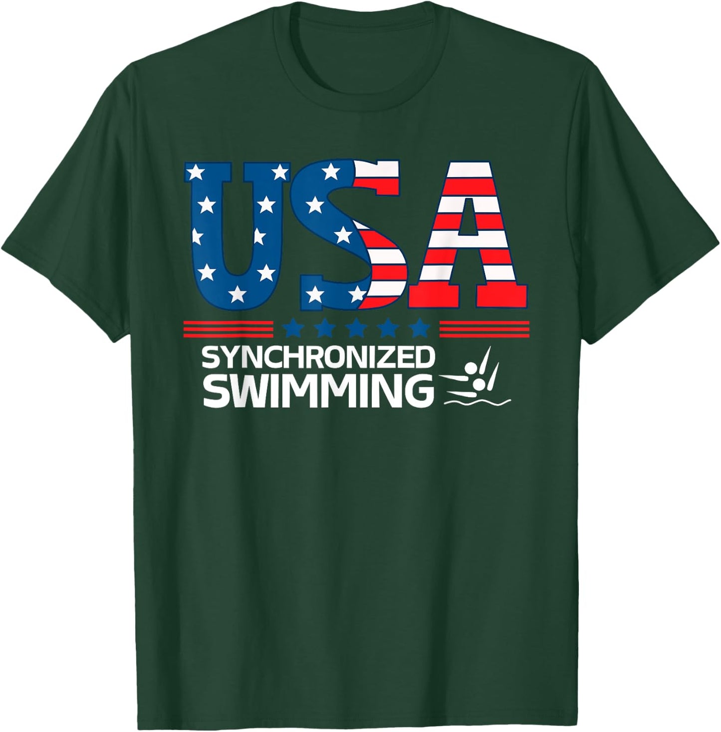 Synchronized Swimming United States Flag USA Sport swimming T-Shirt - T-Shirt | Forest