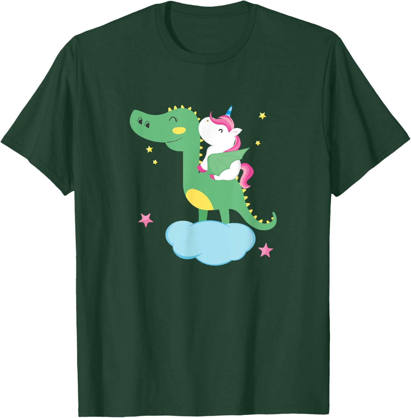 Cute Unicorn Riding Dragon - Boy Girls Kids Gift T-Shirt - T-Shirt | Forest