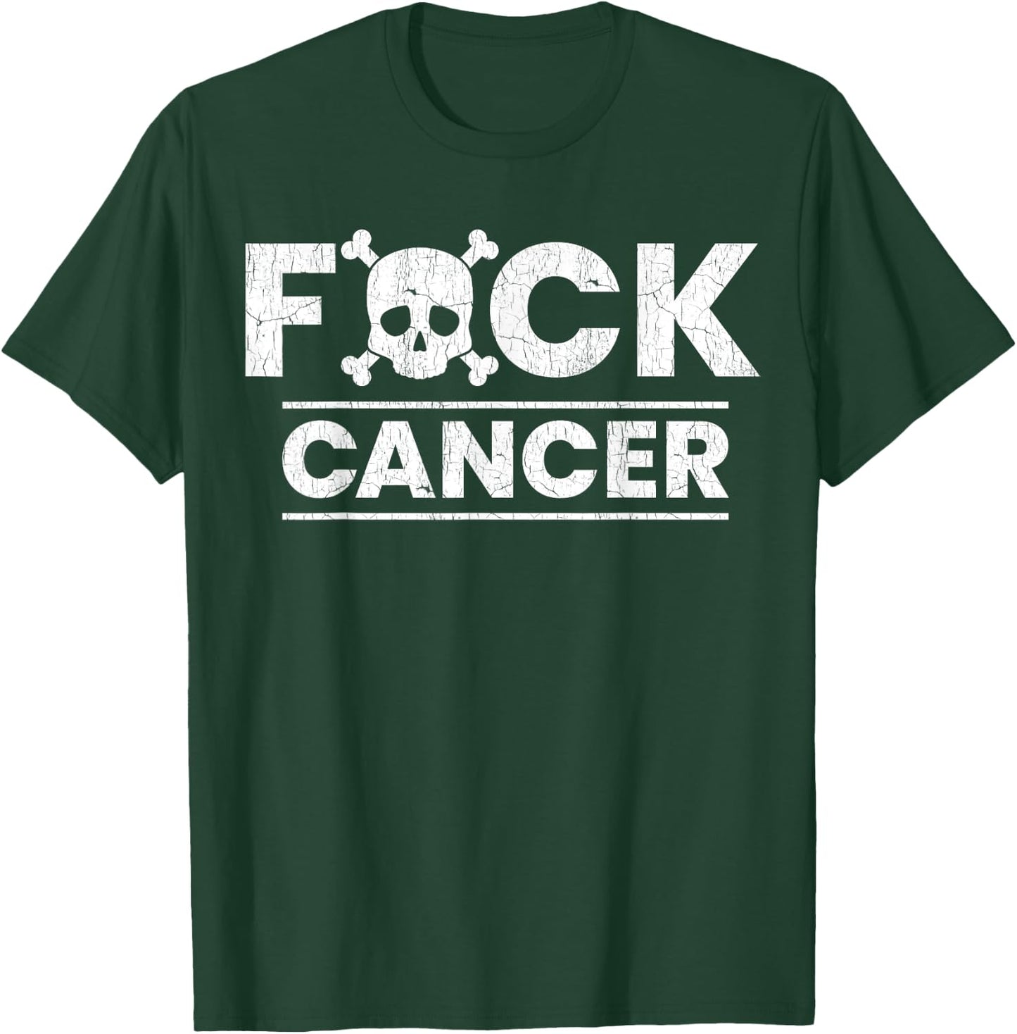 Fuck Cancer Skull Crossbones Skeleton Breast Cancer T-Shirt - T-Shirt | Forest