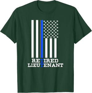 Retired Police Lieutenant Shirt Thin Blue Line Retirement T-Shirt - T-Shirt | Forest