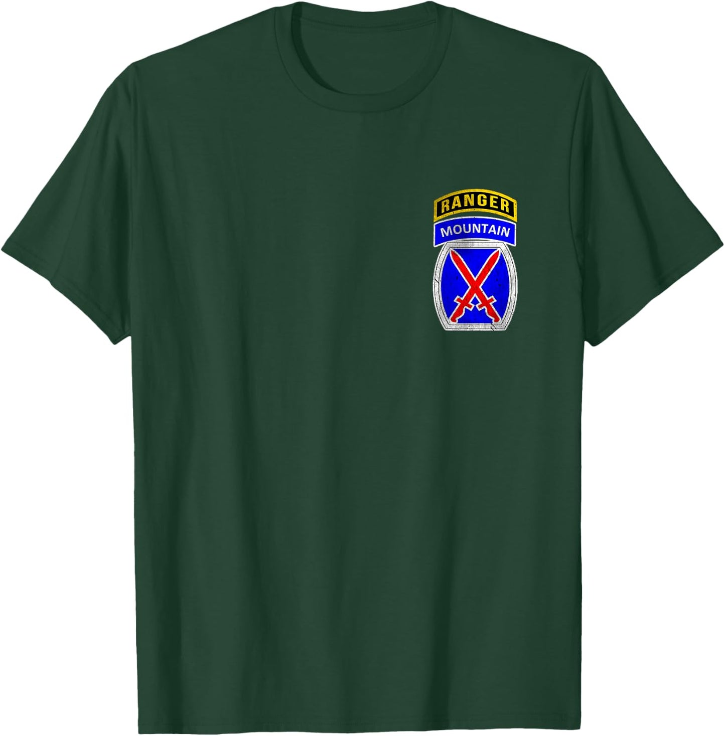 10th Mountain Division Ranger Tab Logo Military Veterans Day T-Shirt - T-Shirt | Forest