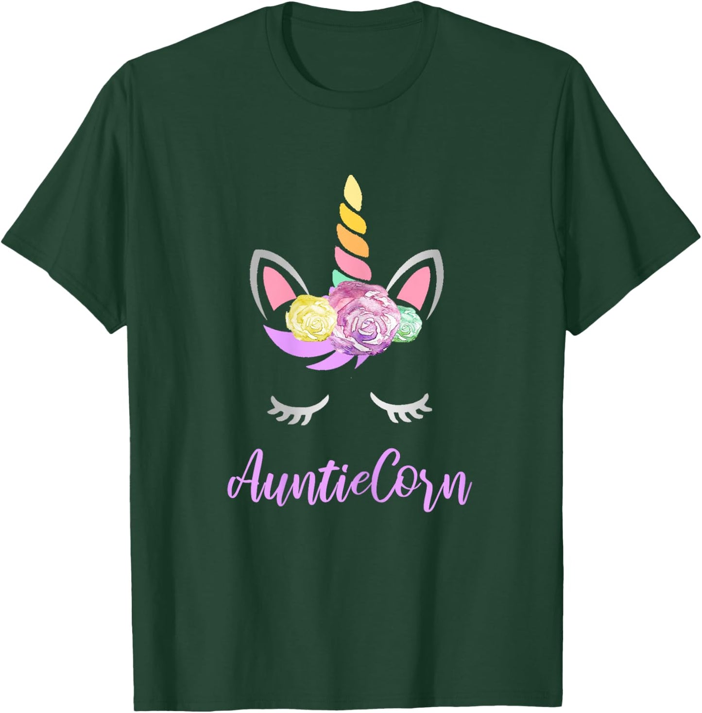 Aunticorn Unicorn Aunt of the Birthday Girl Unicorn T-Shirt - T-Shirt | Forest