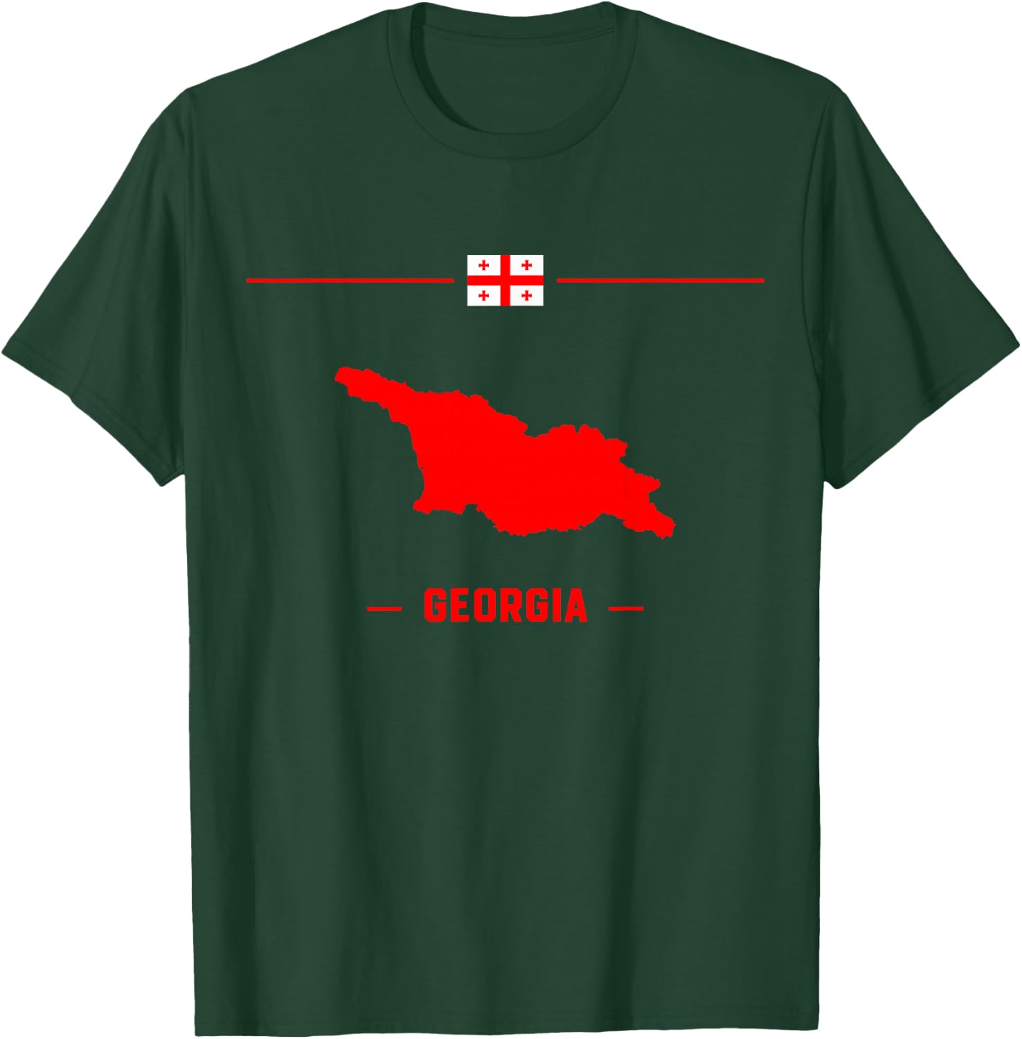Map of Georgia isolated with flag and name of the country T-Shirt - T-Shirt | Forest