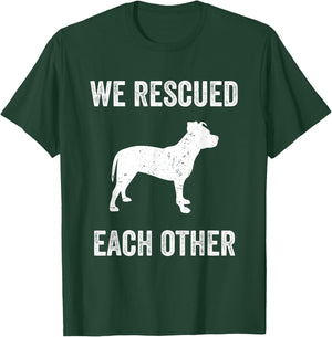 We Rescued Each Other Adopt Pitbull Dog Vintage Gift T-Shirt - T-Shirt | Forest