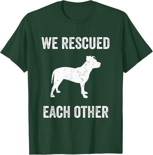 We Rescued Each Other Adopt Pitbull Dog Vintage Gift T-Shirt - T-Shirt | Forest