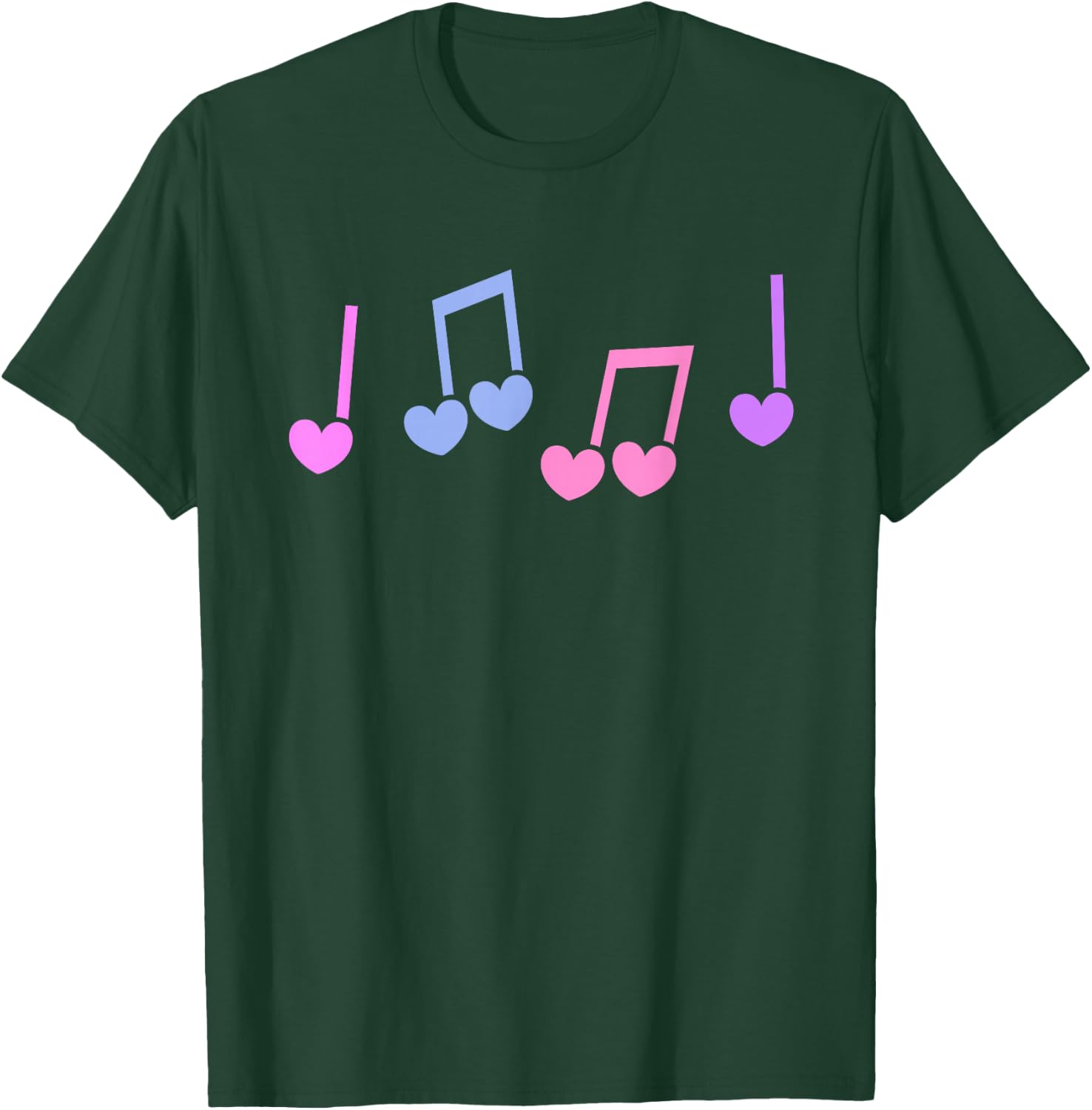 Music Heart Music Note Funny Musician Kids Girls Music T-Shirt - T-Shirt | Forest