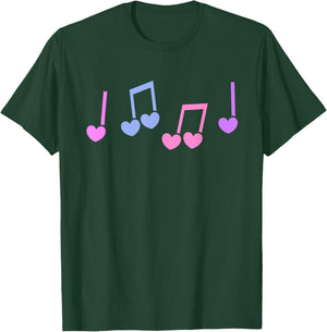 Music Heart Music Note Funny Musician Kids Girls Music T-Shirt - T-Shirt | Forest