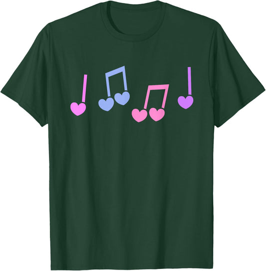 Music Heart Music Note Funny Musician Kids Girls Music T-Shirt - T-Shirt | Forest