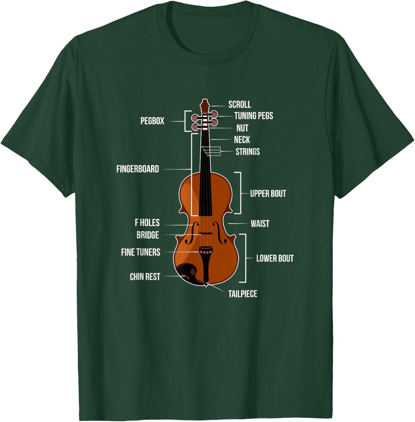 Music Orchestra Viola Anatomy Of Violin Violinist Player T-Shirt - T-Shirt | Forest