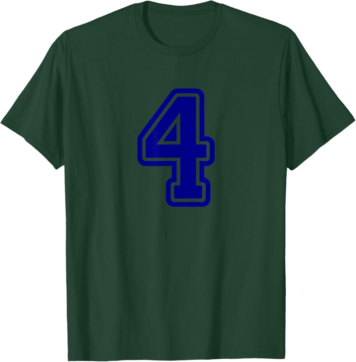 Number #4 Sport Blue Varsity Number T-Shirt - T-Shirt | Forest