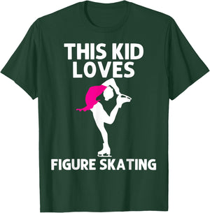 Cool Figure Skating For Figure Ice Skater Kids Boys Girls T-Shirt - T-Shirt | Forest