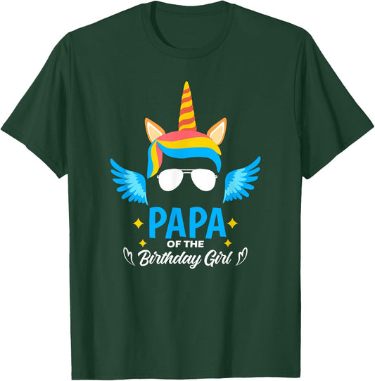 Papa of The Birthday for Girl Father Unicorn First Birthday T-Shirt - T-Shirt | Forest