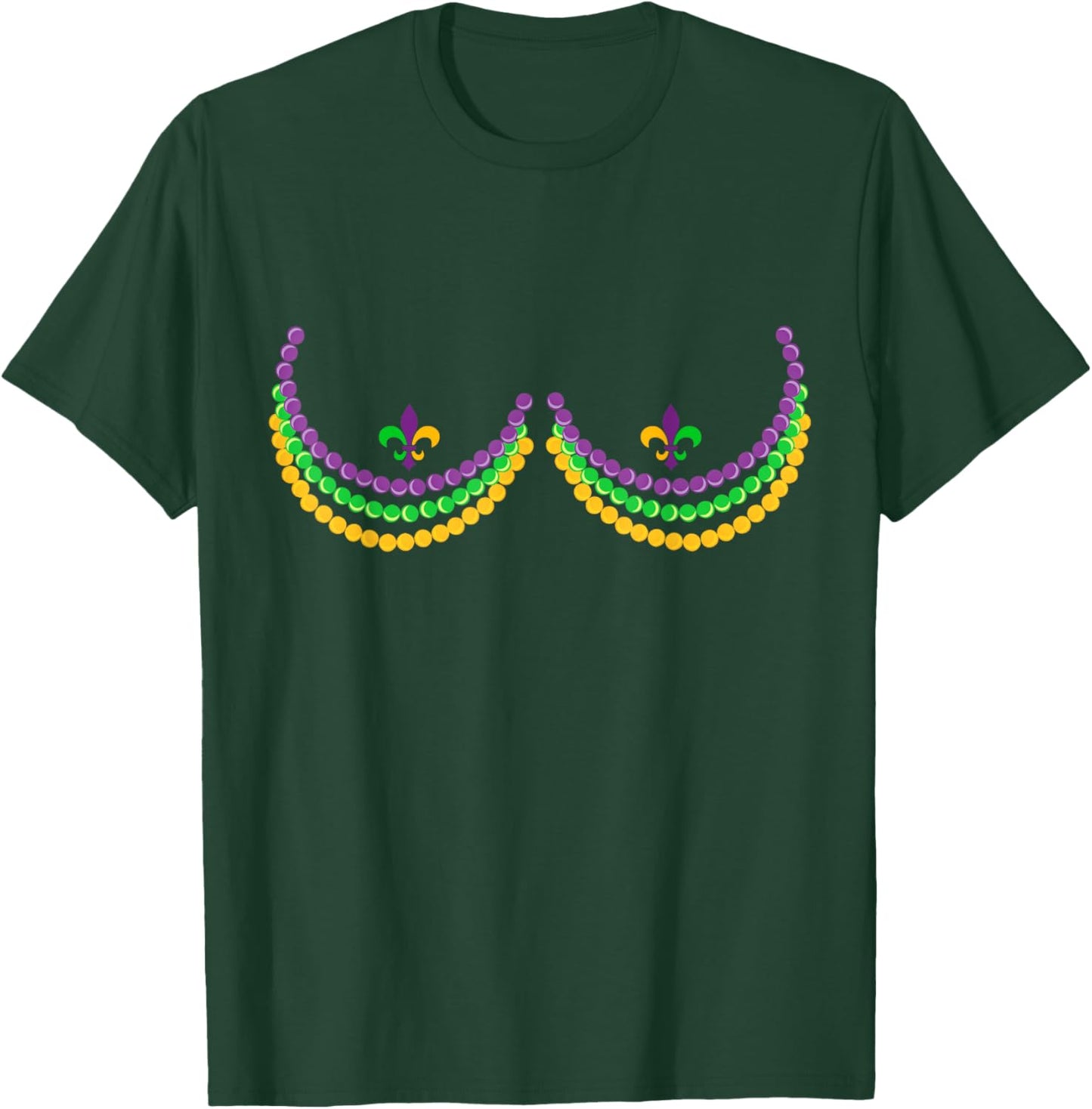 Boobshirt Mardi Gras Funny Beads Boobs Outline Costume Humor T-Shirt - T-Shirt | Forest