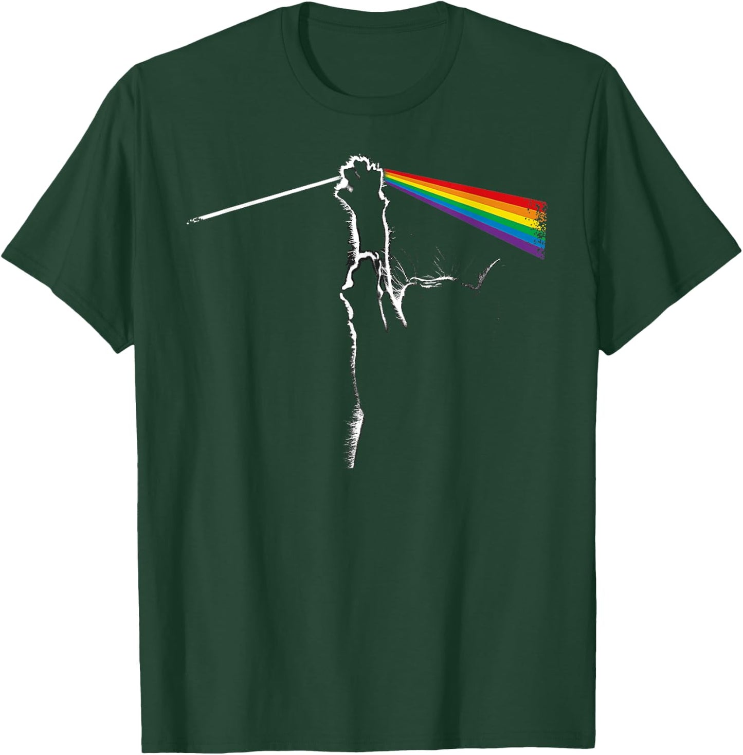 Vintage Cat Prism Rainbow Light Retro Cats Love Rock Music T-Shirt - T-Shirt | Forest