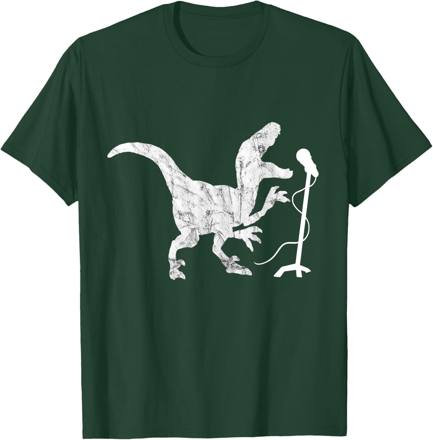 Karaoke Vintage Dino Karaoke Singer Singing Music Microphone T-Shirt - T-Shirt | Forest
