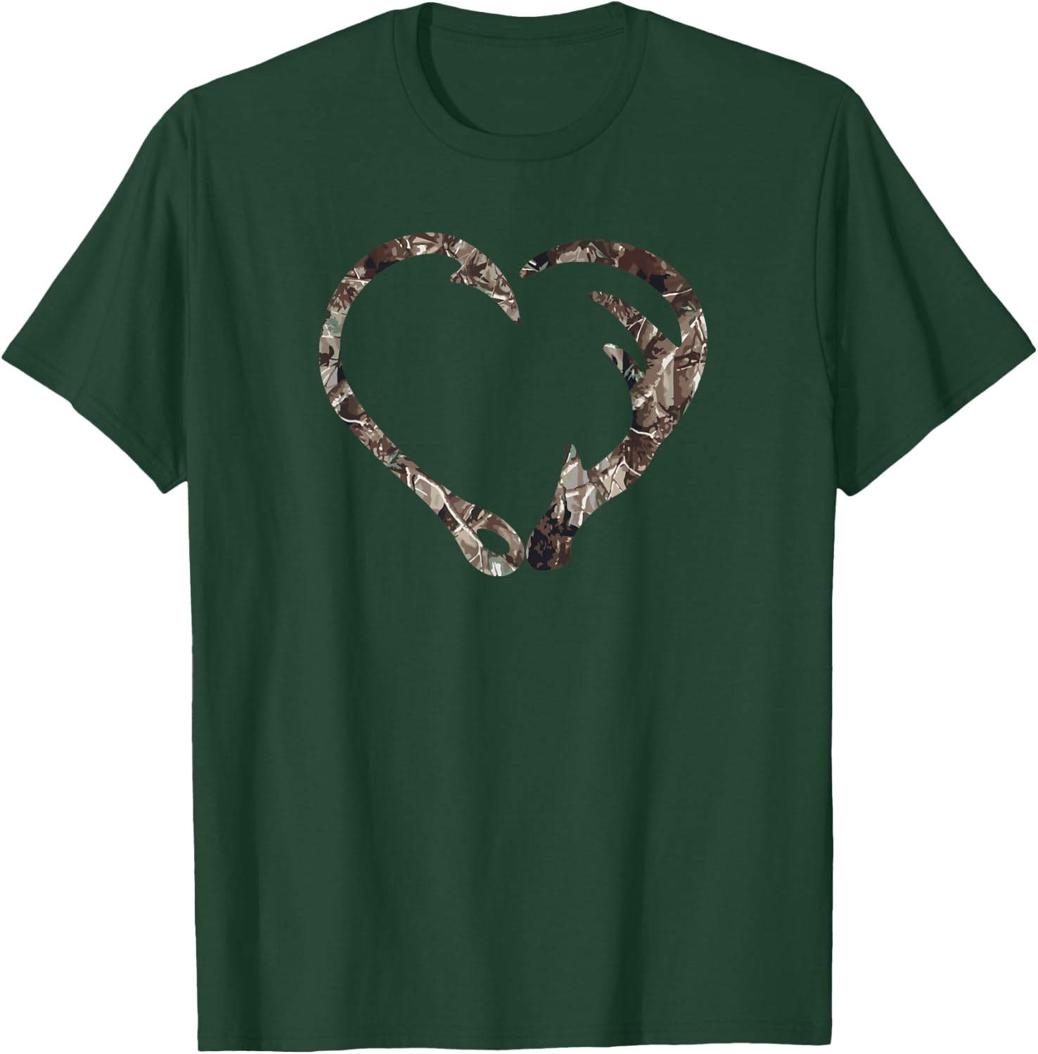 Camo Fish Hook Antler Deer Hunting Buck Hunter Dad Boyfriend T-Shirt - T-Shirt | Forest