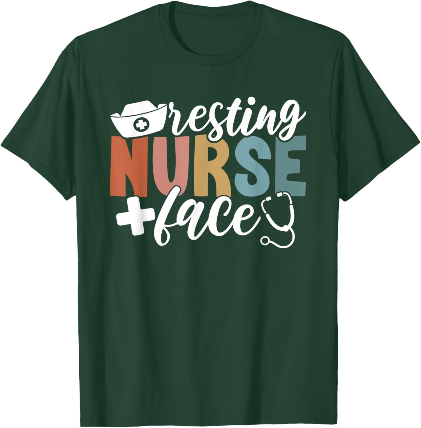 Resting Nurse Face - Black, Small, -Adults, Short Sleeve, , Nurse Theme, Classic Fit T-Shirt - T-Shirt | Forest