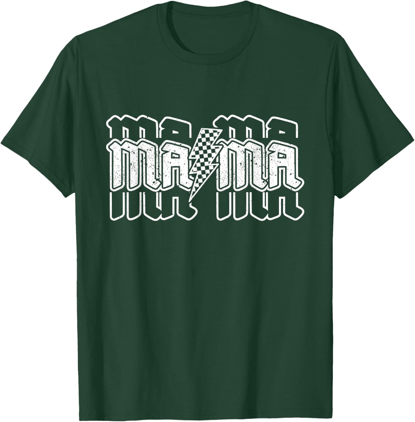 Checkered Mama Lightning Bolt Mother's Day For Mom Mother T-Shirt - T-Shirt | Forest