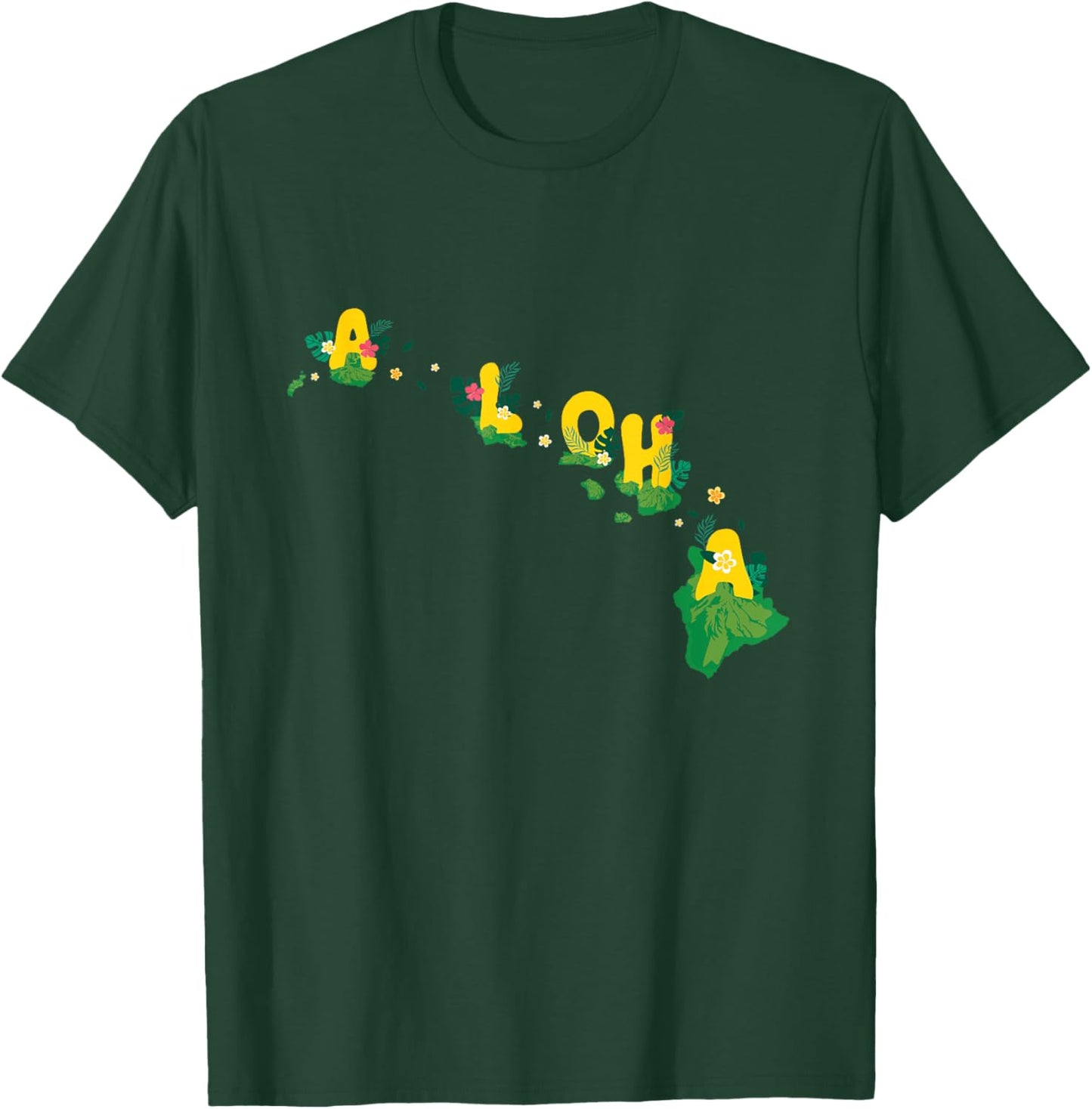 Hawaiian Islands Aloha - Maui Kahui Oahu and Big Island T-Shirt - T-Shirt | Forest