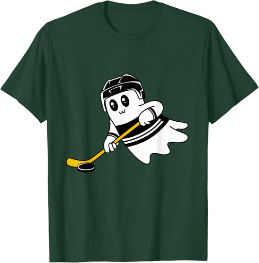 Ghost Playing Ice Hockey Halloween Costume Sports Men Boys T-Shirt - T-Shirt | Forest