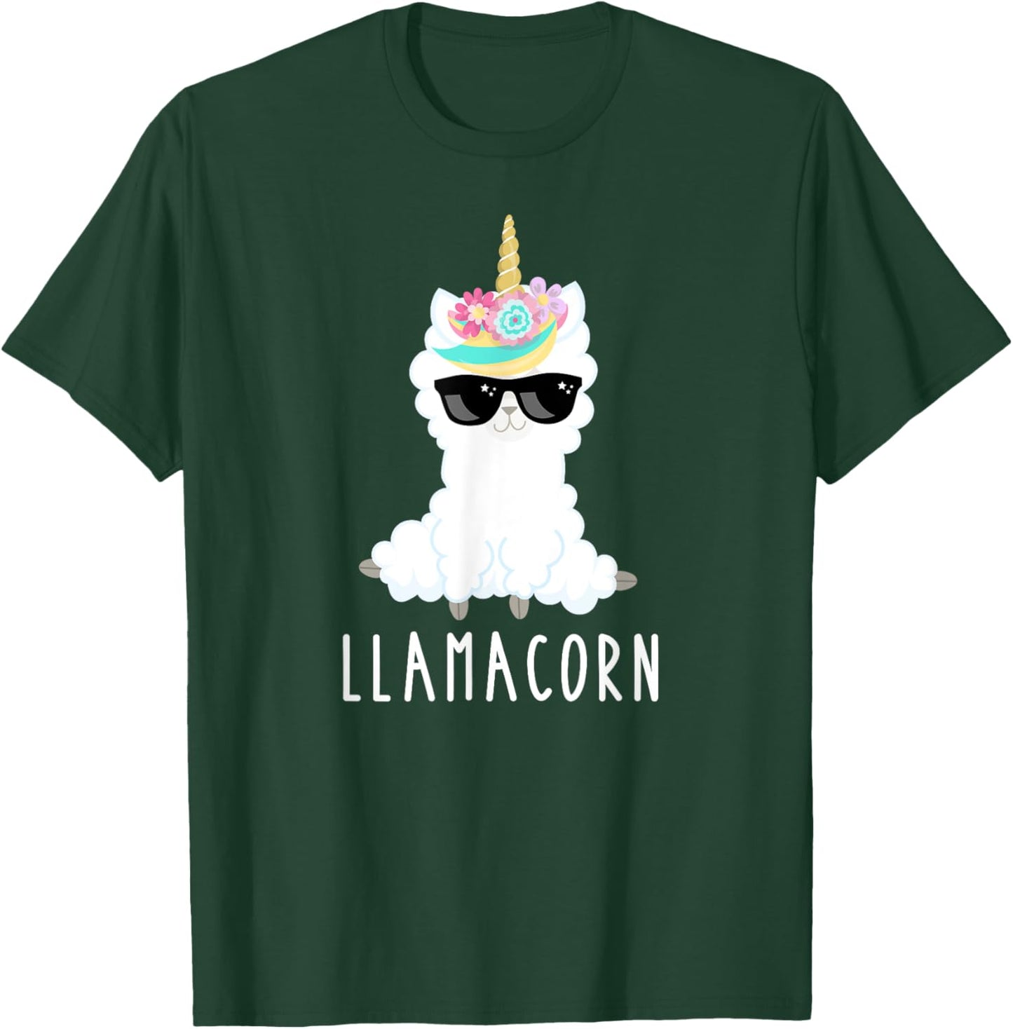 Llamacorn Shirt Girls Llama Unicorn Funny Kids Gift T-Shirt - T-Shirt | Forest