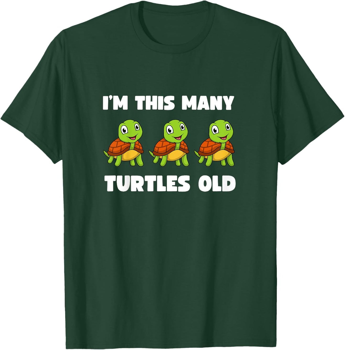 Kids I'm This Many Turtles Old - Tortoise 3rd Birthday 3 Years T-Shirt - T-Shirt | Forest