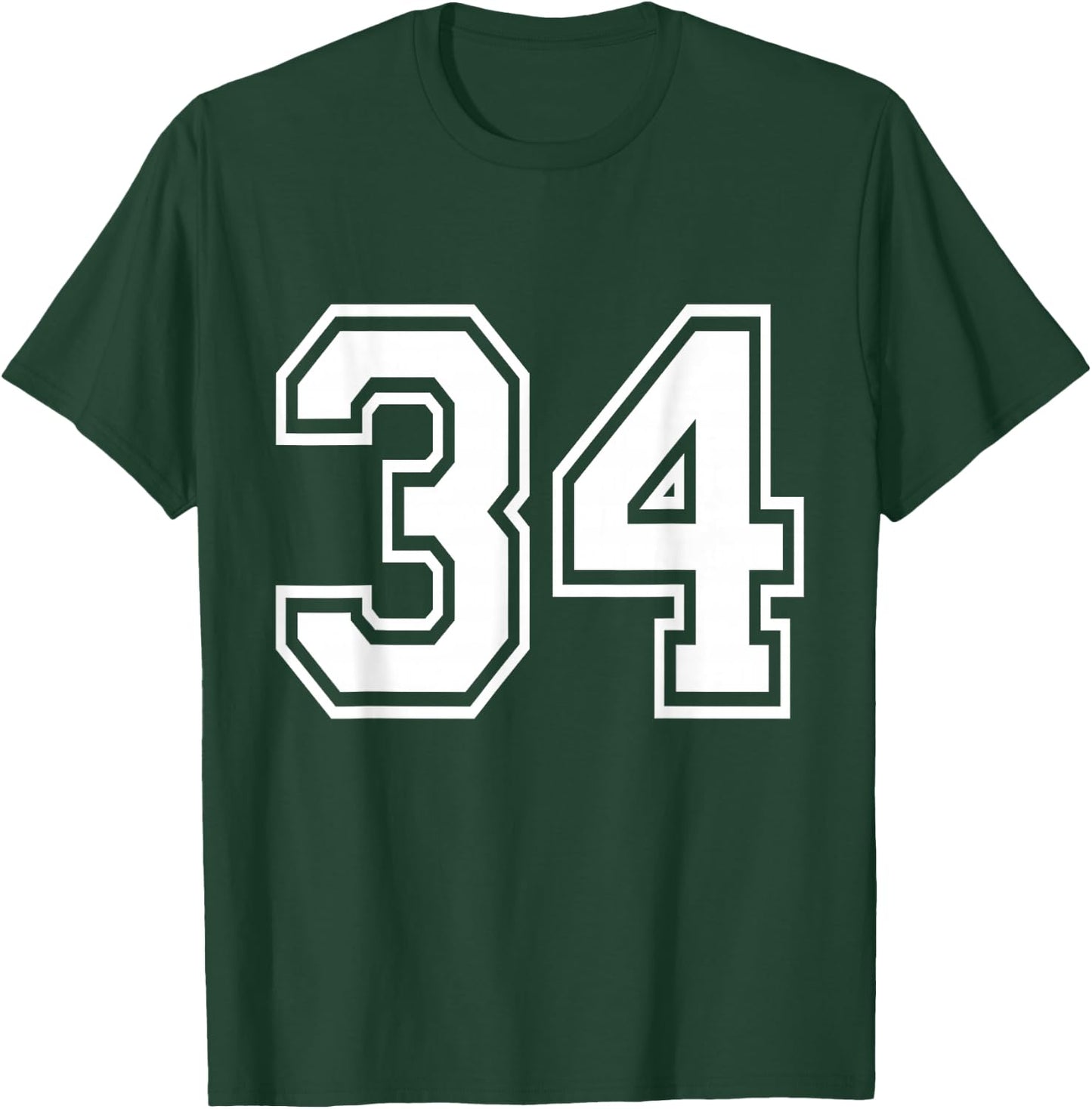 Number 34 Varsity Sports Team Jersey 34th Birthday 34 Years T-Shirt - T-Shirt | Forest