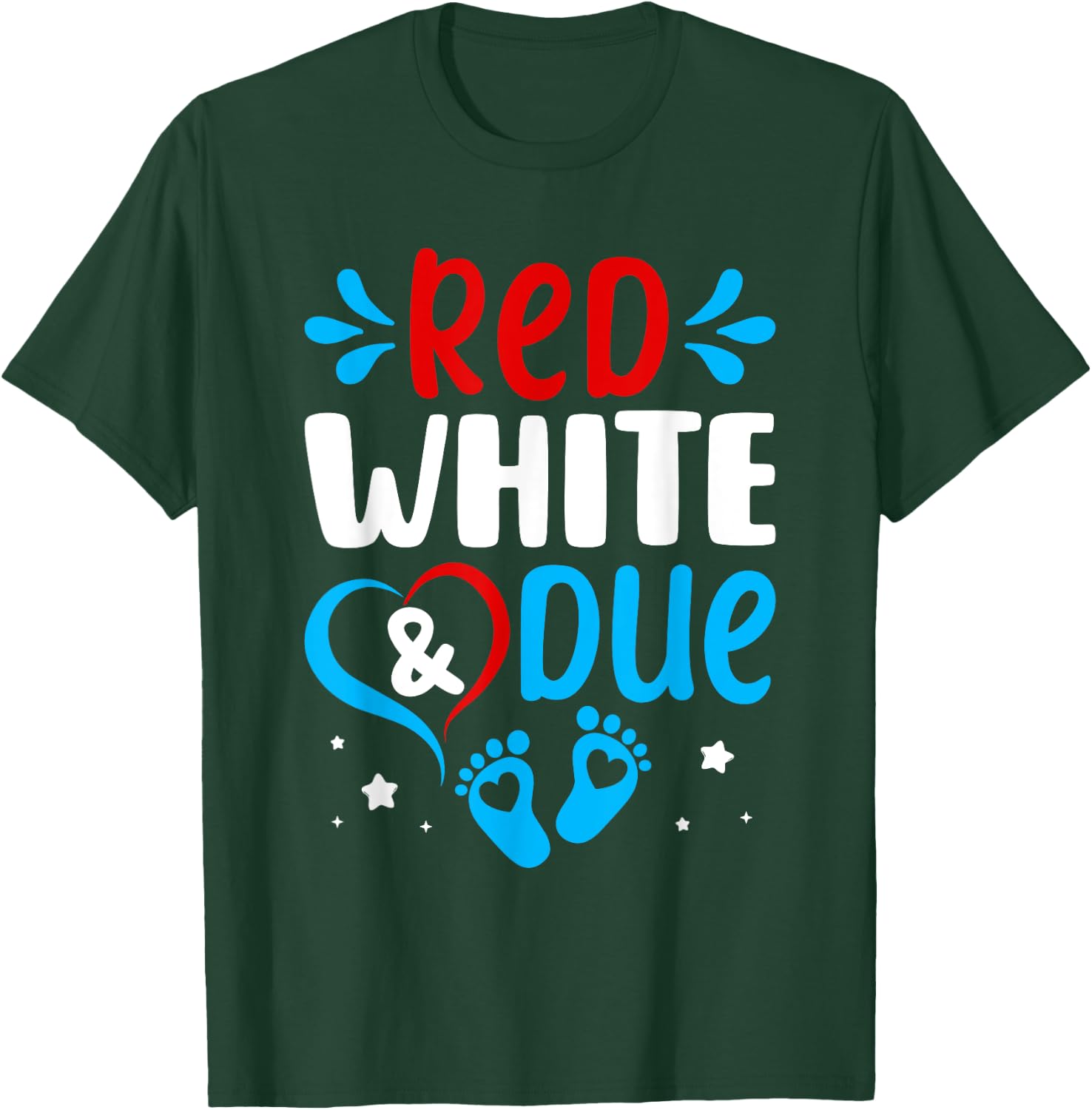 Red White Baby Due Shower 4th Of July Pregnancy Announcement T-Shirt - T-Shirt | Forest