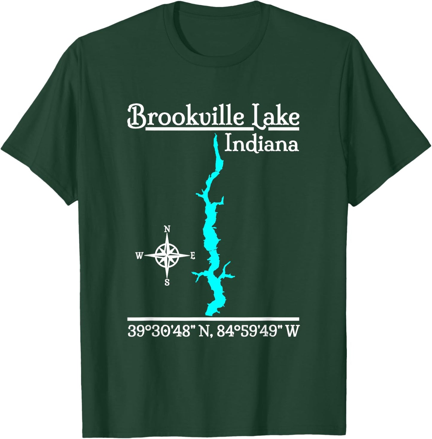 GeoGearCo Brookville Lake - Indiana - Adult - Black - Small - Short Sleeve - Classic Fit - - Classic Style - Polyester 100% - Camping, Hiking, Nature Lovers T-Shirt - T-Shirt | Forest